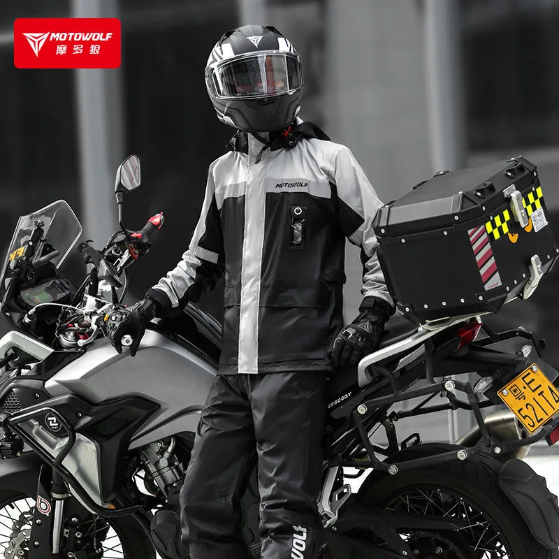 Motowolf Motorcycle Raincoat Split Set Waterproof Rain Suit Rain Clothes Carrying Reflective LED Light Quick Drying Raincoat motorcycle raincoat raincoat suit bike raincoat