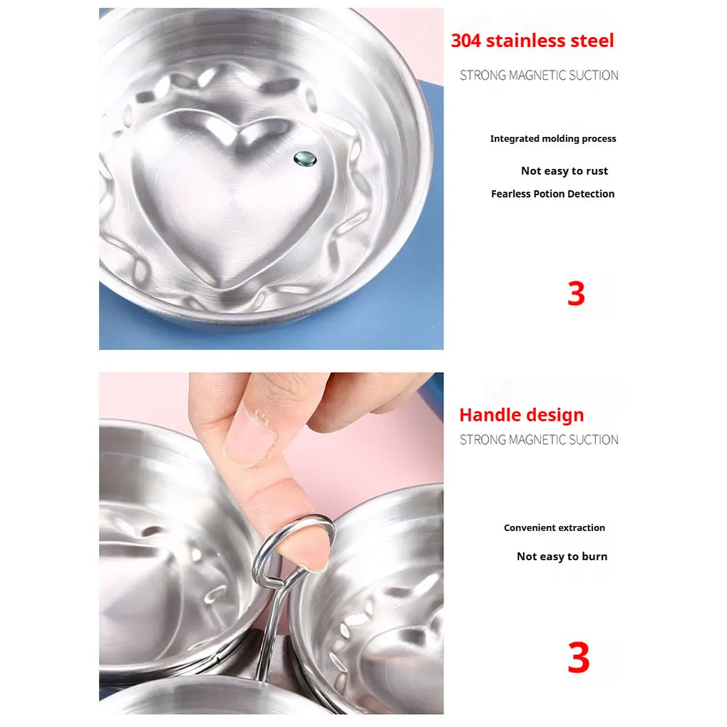 3pieces Stainless Steel Poached Egg Maker With Handle Easy To Extract Cups Arc Shaped Steamed egg poacher