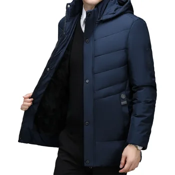 Regalo antivento per padre marito Parka Parka antivento da uomo spessa calda nuova moda cappotto invernale con cappuccio in pile giacca invernale da uomo 1