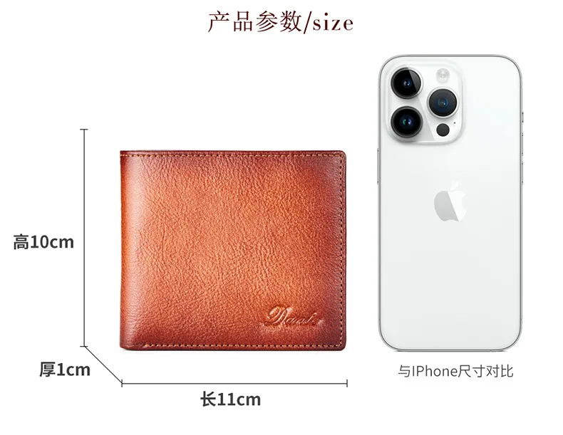 Dante 2023 Men's Leather Wallets RFID Anti-theft Brush Short Clips 100% Head Layer Cowhide Retro Casual Vertical Purse Money Bag
