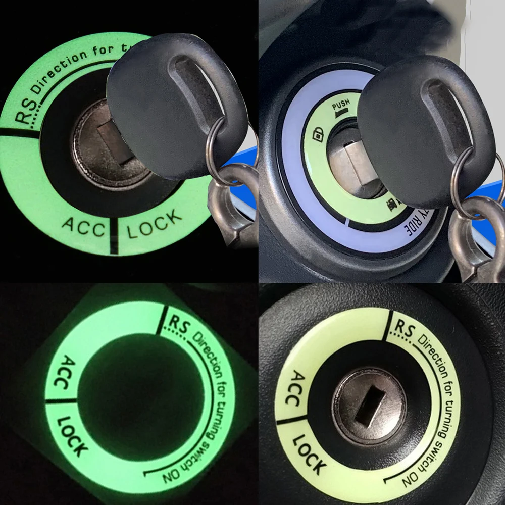 

Glowing Car Ignition Switch Sticker, Luminous Key Ring for Auto/Motorcycle, 3D Decal Night Light Decoration