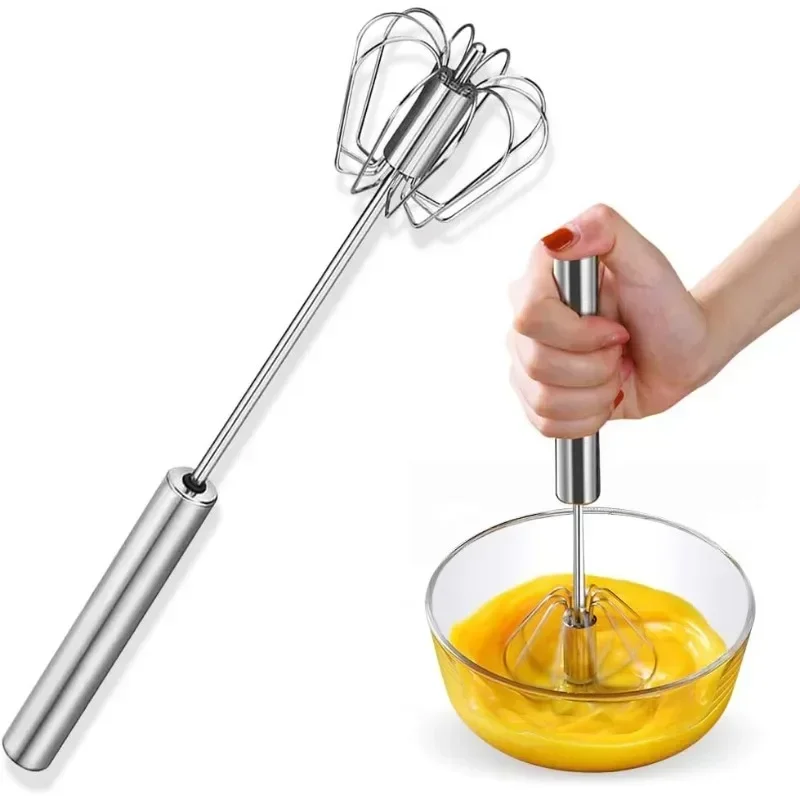 1 Pc Semi-Automatic Egg Beater Egg Stiring Cream Whisk Milk Frother Manual Mixer Stainless Whisk Cooking Baking Kitchen Gadgets