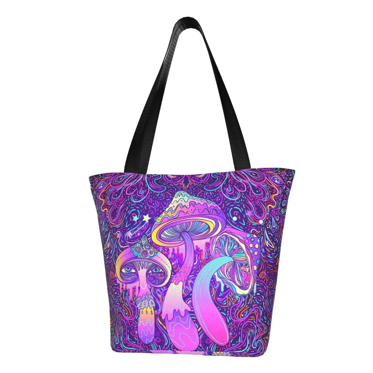 

Kawaii Psychedelic Magic Mushrooms Shopping Tote Bags Recycling Groceries Canvas Shoulder Shopper Bag