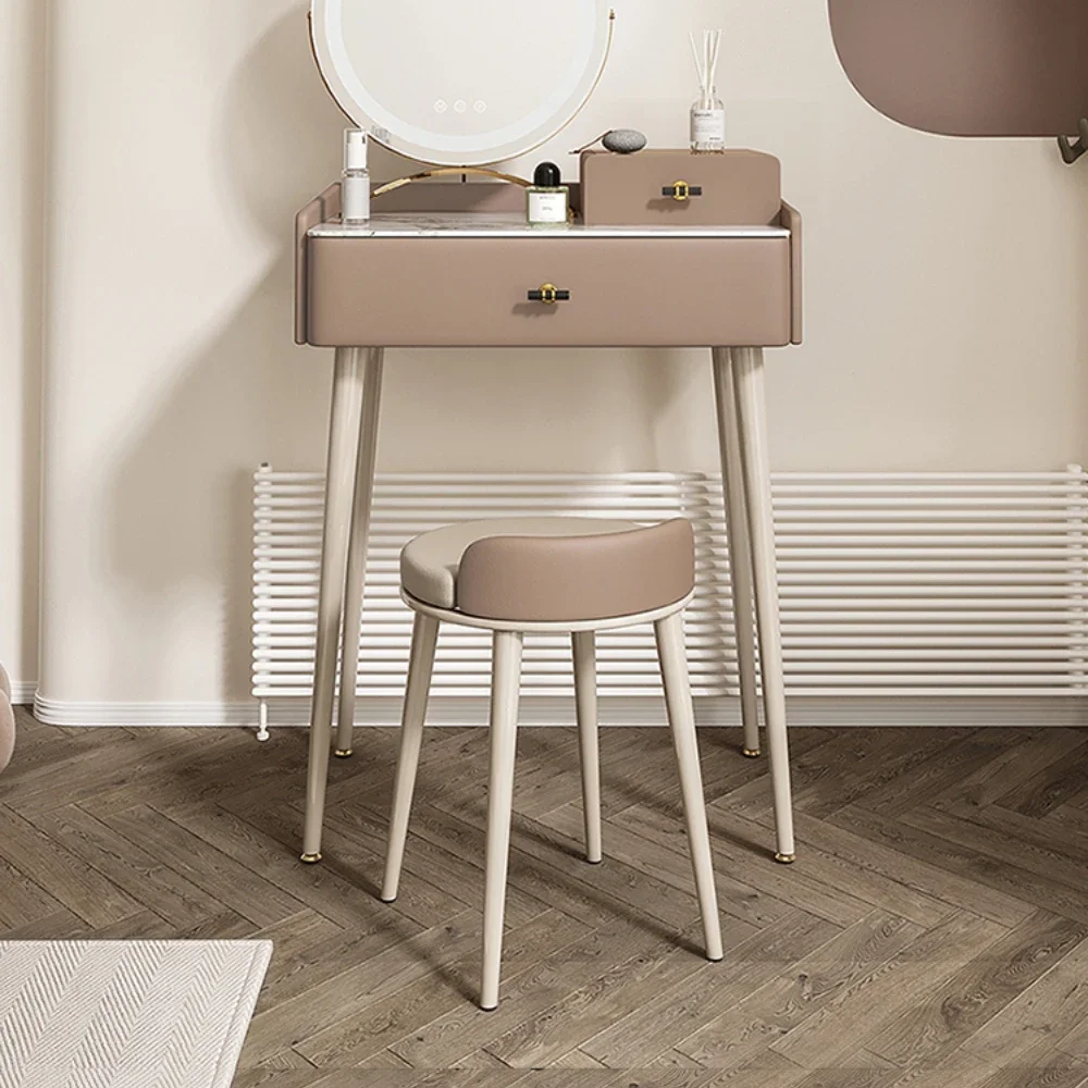 

Light Luxury Bedroom Dresser High-Grade Modern Minimalist Solid Wood Stone Plate Makeup Table