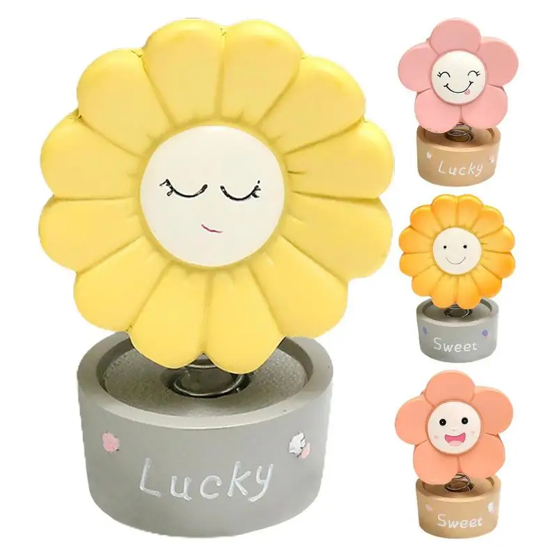 

Cartoon Smile Sunflower Bobbleheads for Car Dashboard Solar Powered Automatic Swinging Sunflower Car Room Desk Decor Gifts