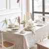 French Cream Style Household Tablecloths, Wedding Parties, Holiday Kitchen Tablecloths, Soft Pleated Texture Beige Tablecloths 1