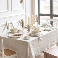 French Cream Style Household Tablecloths, Wedding Parties, Holiday Kitchen Tablecloths, Soft Pleated Texture Beige Tablecloths 1