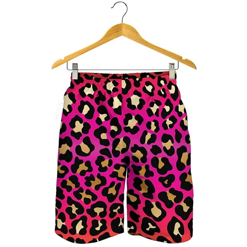 Colorful Leopard Graphic Board Shorts For Men Summer Running Surf Beach Shorts Men Quick Dry Stylish Swim Trunks Short Homme 3