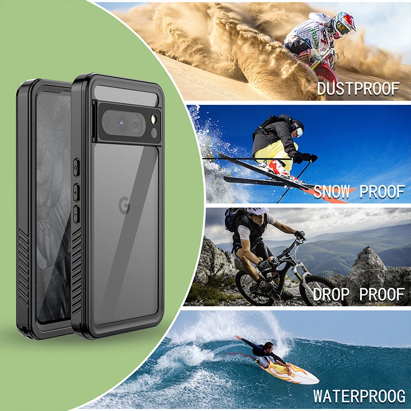 

Waterproof Case for Google Pixel 8 7 Pro 7A 6A Pouch Shockproof Dustproof Snowproof Anti Drop Bumper Full Coverage with Button