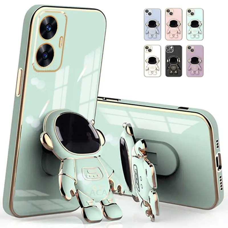Astronaut Holder Luxury Plating Silicone Stand Case