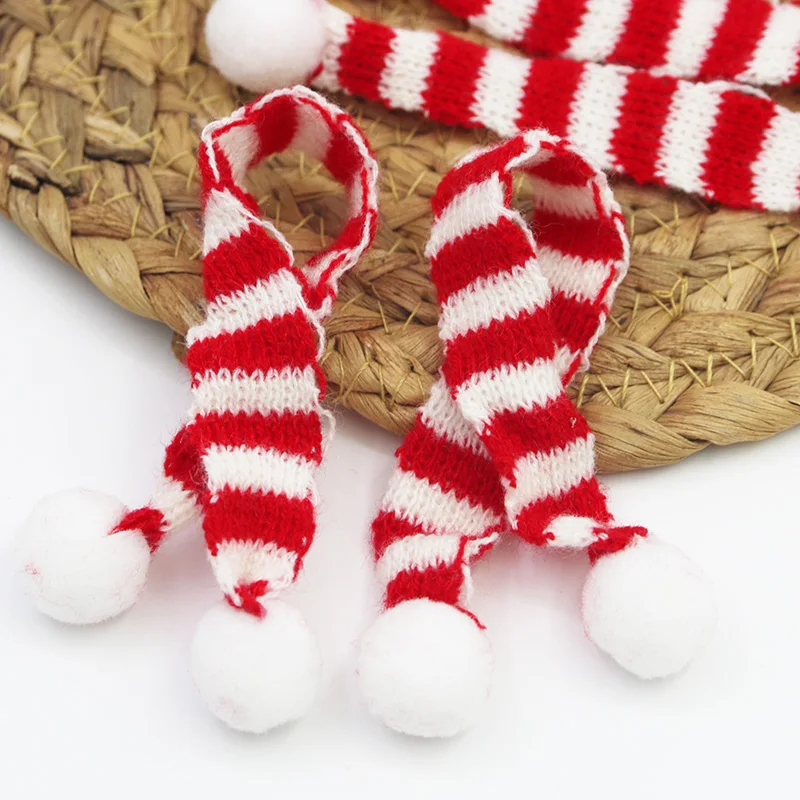 (5 Pieces/bag) 20cm Christmas Decoration Mini Knitted Scarf New Year Party Christmas Tree Photography Scene Decoration DIY