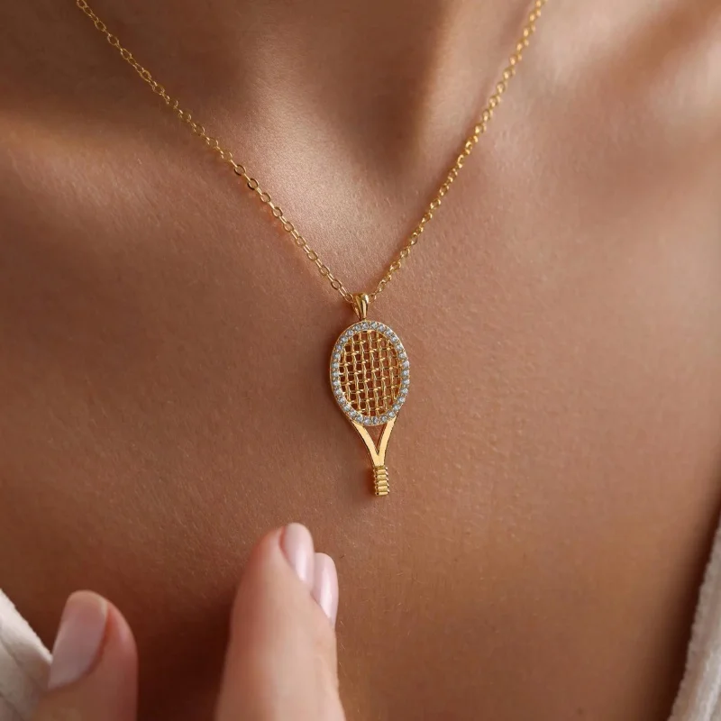 Sports Pendant Necklace Trendy Tennis Racket Pendant Necklace Sports Series Charm Necklace Jewelry Gifts for Women