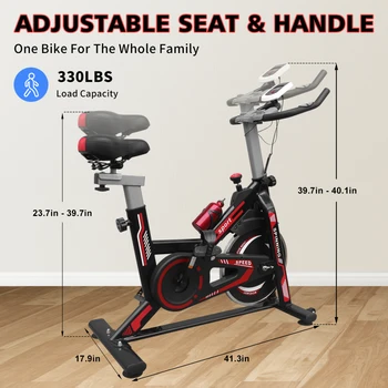 Indoor Exercise Bike Cycling Bike with Comfortable Seat Cushion Black+Red 3