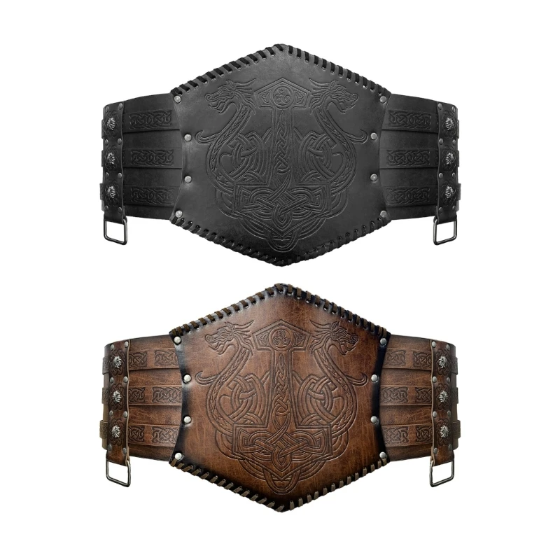 

Nordic Faux Leather Armors Belt Viking Wide Belt Cosplay Knight Belt Costume