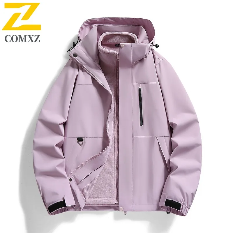 COMXZ Men Outdoor Jacket Casual Hooded Mountaineering Thickened Warm Parka 2025 Fashion Travel Lightweight Autumn Clothing