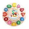 Wooden Clock Puzzle Cartoon Animal Shape Tangram Cognitive Digital Clock Kids Early Educational Threading Assembly Toys 5