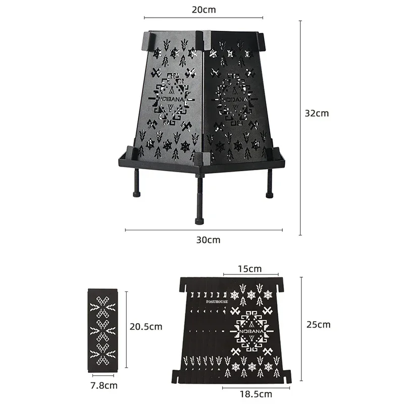 Nordic Iron Fire Pit for Outdoor Heater Charcoal Stove Detachable Fold Multifunction Outdoor Courtyard Camping Bonfire Stand