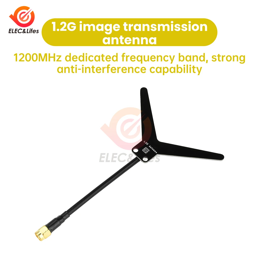 Connecteur SMA mâle de l'antenne FPV 1.2GHz 2.0dBi 50W pour drone course, filetage précis.