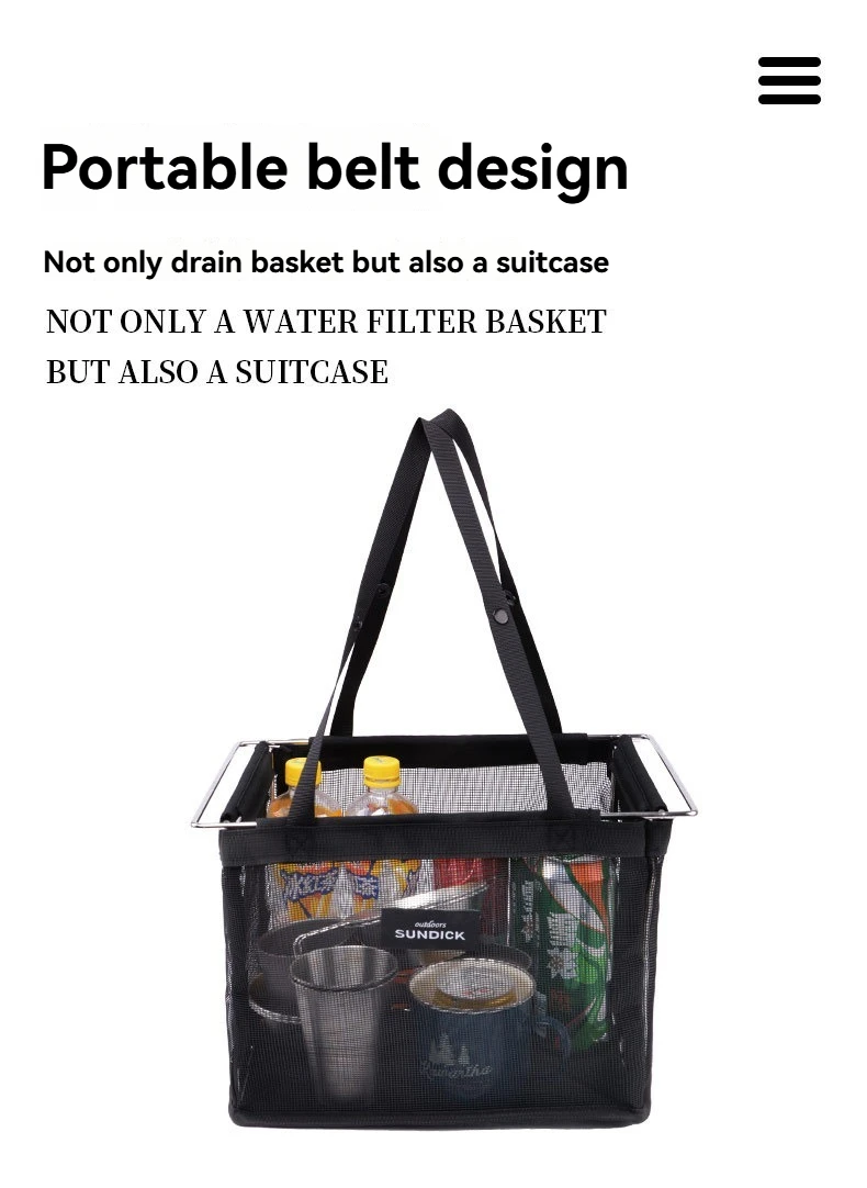 Outdoor camping handbag picnic bag compatible with IGT unit mesh filter basket large capacity