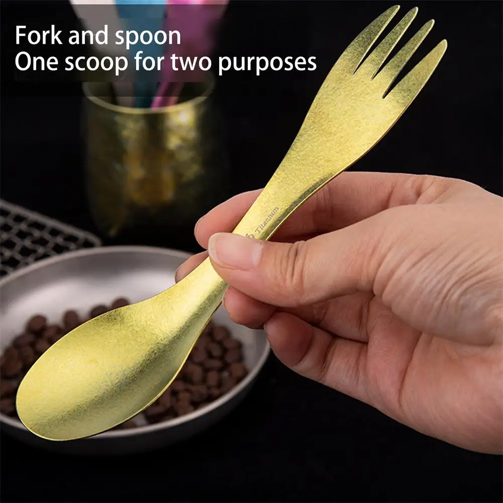 TiTo Titanium Spork Spoon Ultralight Cookware Portable for Outdoor Camping Picnic Accessories Hiking Travel 2in1 Tableware N3L5