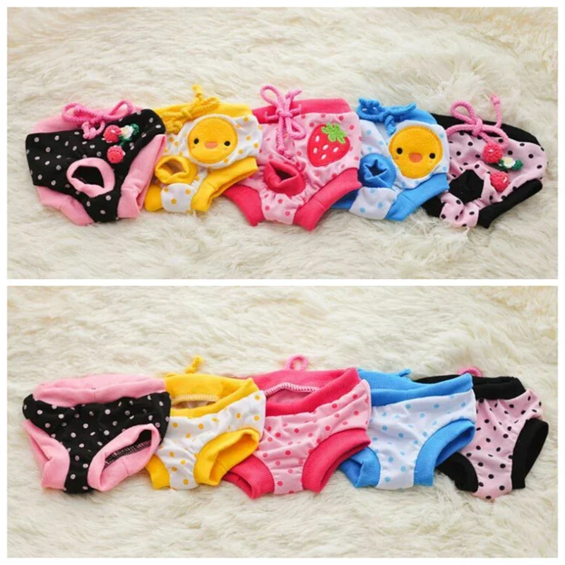 1PC pet dog shorts sanitary physiological pants cute fruit print diaper dog shorts washable female panties underwear briefs dog diapers pet diapers dog nappies dog shorts