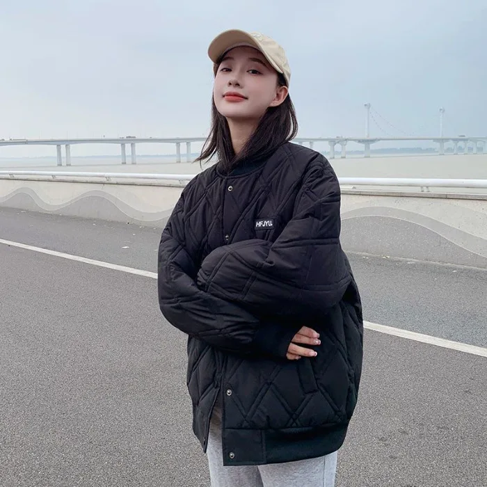 2023 Autumn Winter Casual Basics Style Outerwear Single Breasted Parkas V-neck Jacket For Women Fashion Warm Thick Solid Coat