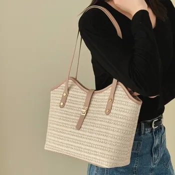 Borsa a Tracolla di Grande Capacità, Design Versatile, Borsa Intrecciata a Mano, Stile alla Moda, Ecologica