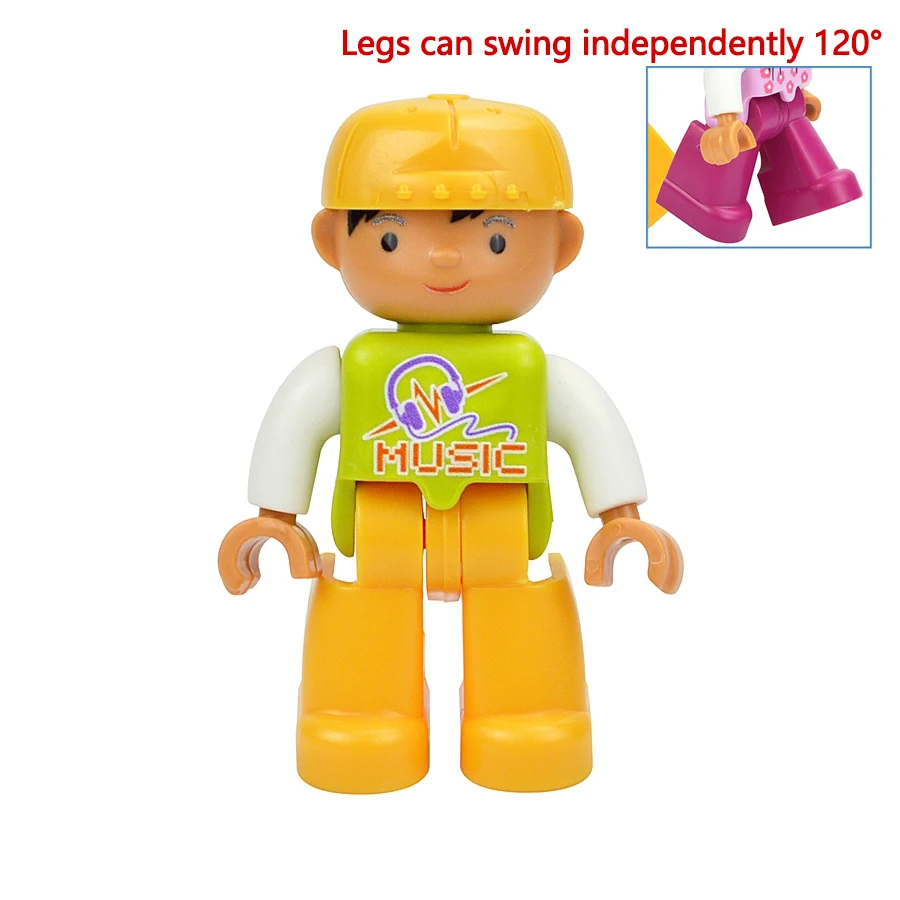 Jumbo Building Block Character Set - Farmer, Pirate, Worker, Doctor & Policeman Figures