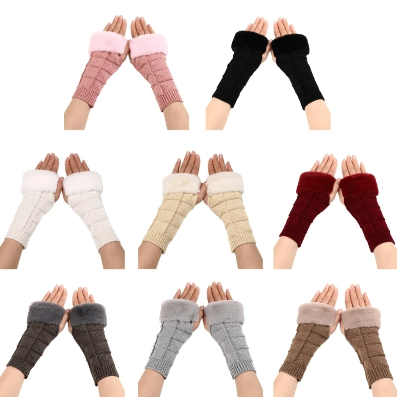 

Women's Knit Arm Warmer Thumb Hole Gloves Warm Long Fingerless Gloves for Typing