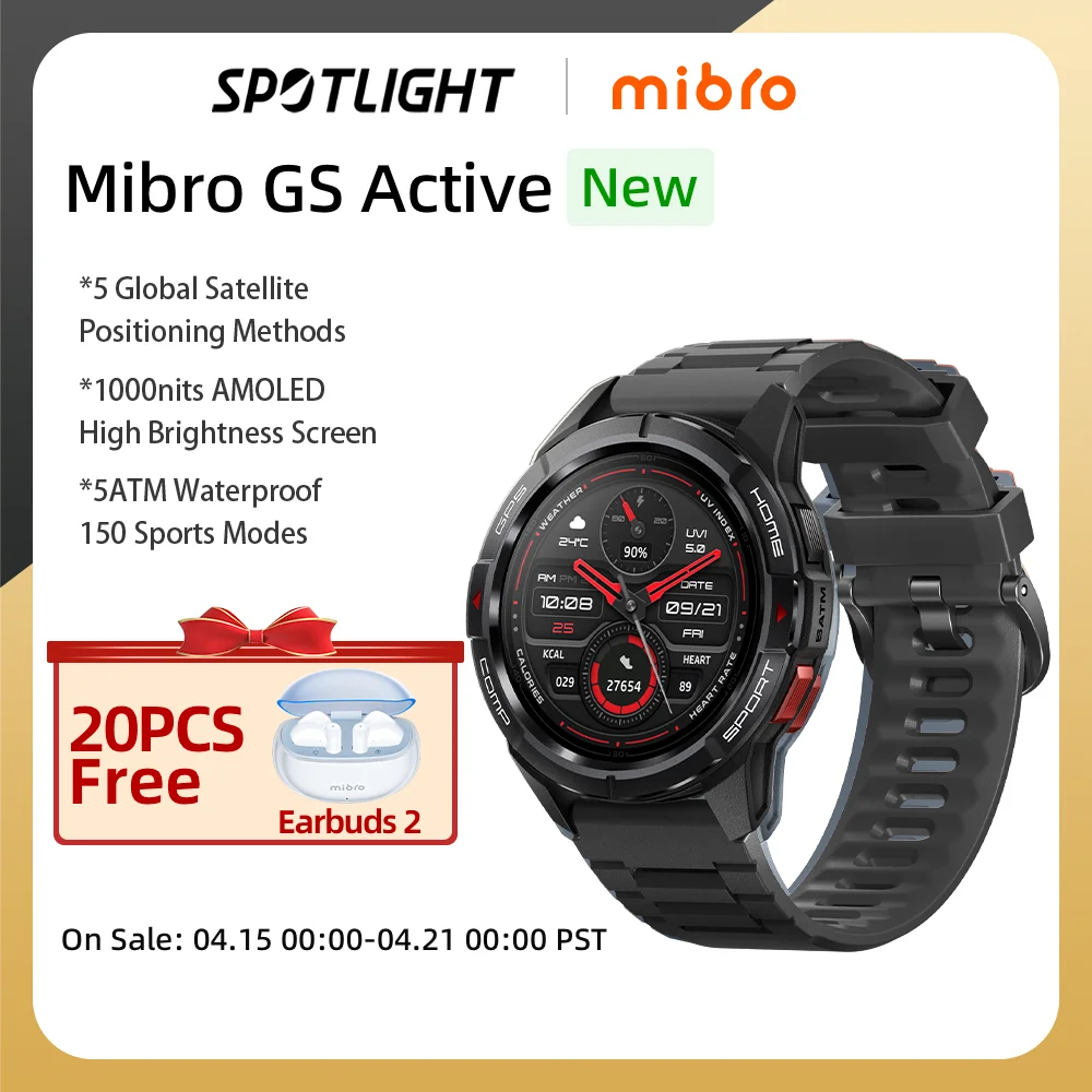[세계 최초] Mibro GS 유원 스마트워치 GPS 포지셔닝 1000Nits 1.3인치 AMOLED 화면 5ATM 방수 150 스포츠 모드 아방가르드 4PD 센서 글로벌판 안드로이드 iOS 휴대전화 스마트워치  Best Top5