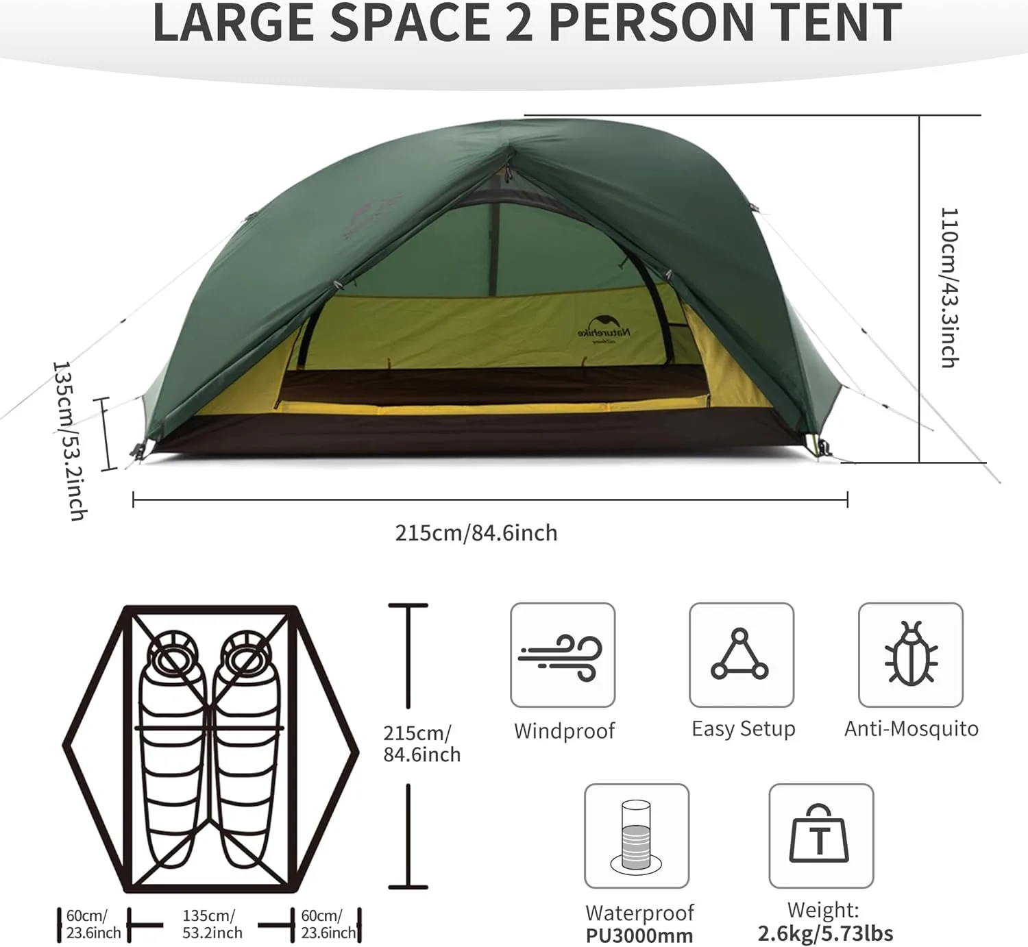 Naturehike Star River Camping Tent Ultralight Two Person Waterproof Backpacking Tents Double Door Outdoor Hiking 3 Season Tent