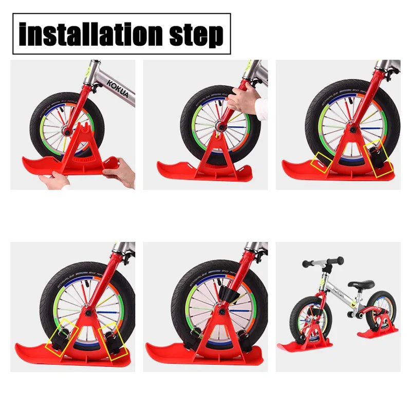 Snow Sledge Board Set for 12 Inch Balance Bike Scooter Parts, No Pedal Training Bicycle Skiing Walker for Kids and Toddlers