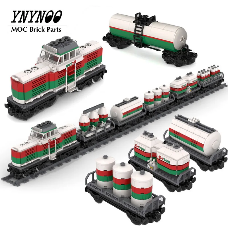 New Hot Moc Building Blocks City Engineering Series Modular Octan Train & Tank Car Model Idee Creative Fai Da Te Regali Giocattolo Per Bambini