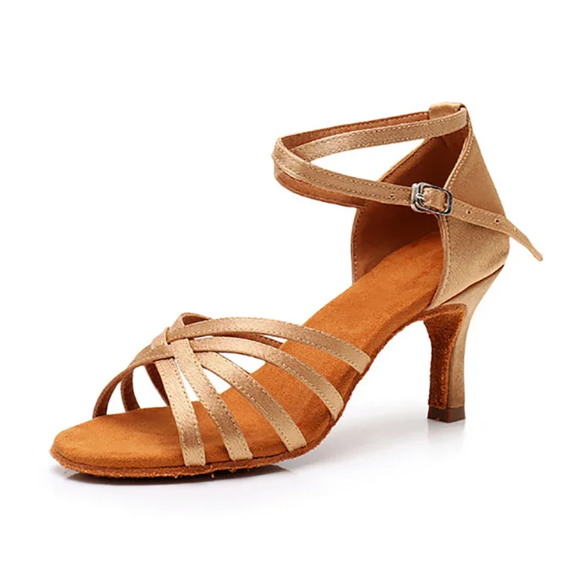 Sapatos de dança latina para meninas e mulheres, sapatilhas de dança moderna tango, sandálias salsa, salto de 5/7 cm 6