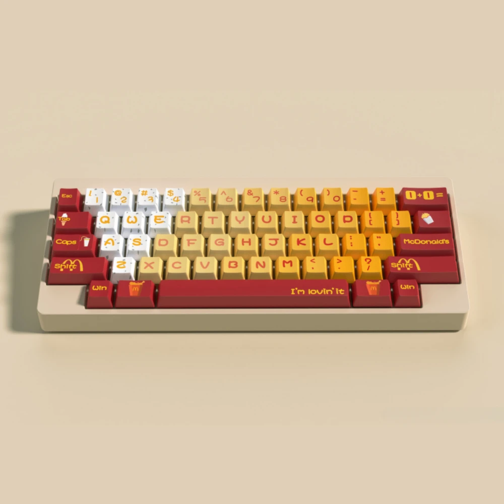 Echome Mcdonalds Tema Keycap Grupo Pbt Custom Cute Red Keyboard Cap Cherry Profile Key Cap Acessórios de Teclado Mecânico - Imagem 3