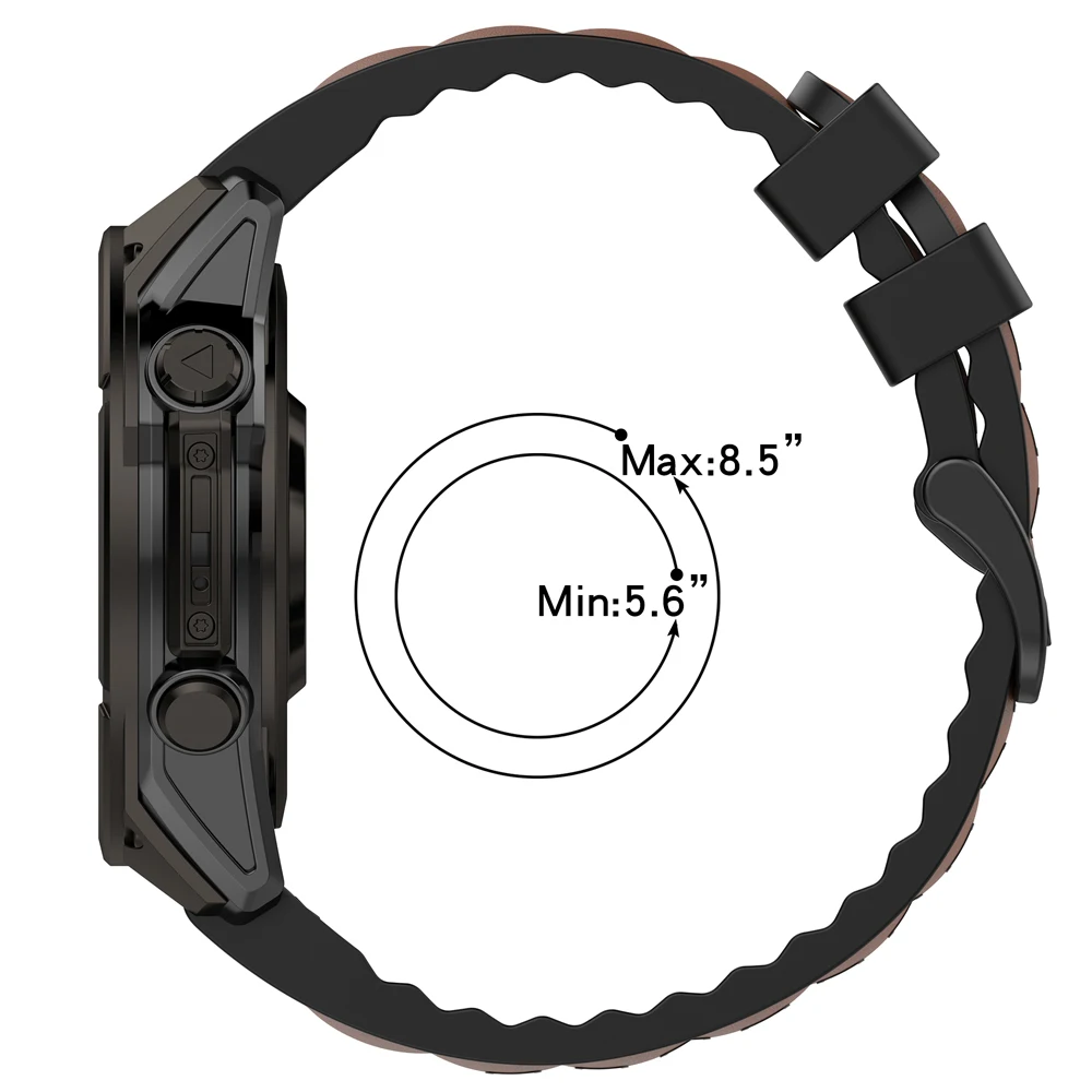 Premium Leather and Silicone Quickfit Watch Band Bracelet (22-26mm)