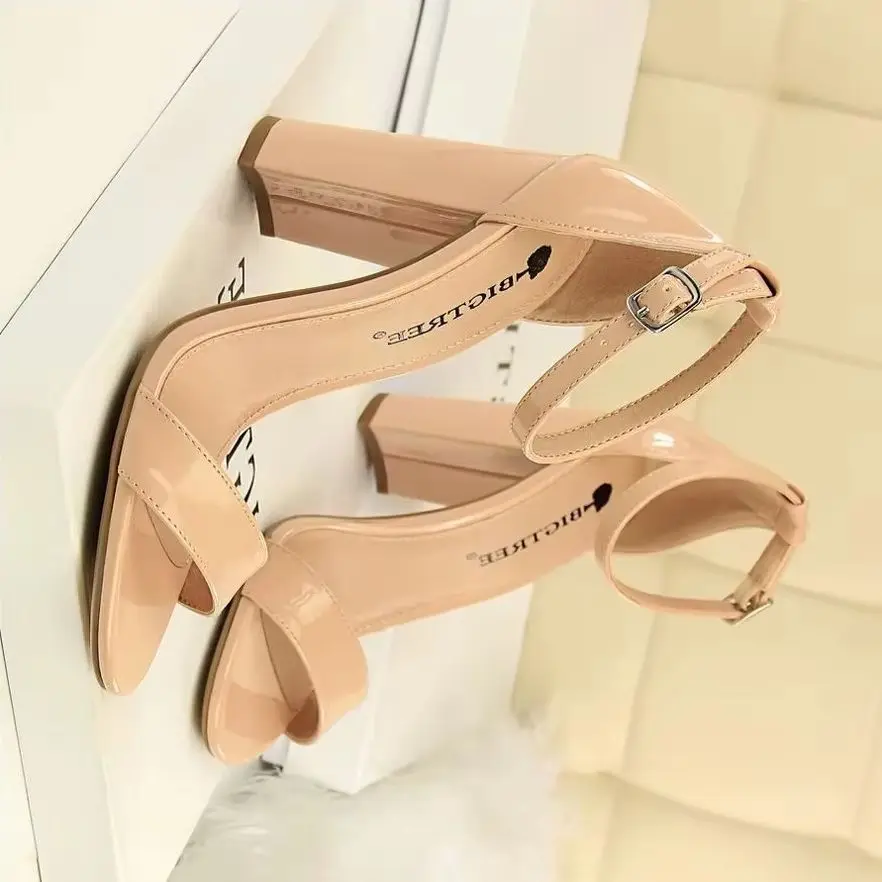 2025 Women Newest Classic 9cm High Heels Fetish Soft Leather Sandals Female Gladiator Summer Cheap Shoes Lady Nude Sexy Pumps