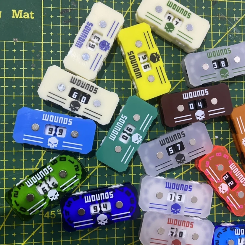 Tabletop Game Wounos Counter Board Game Wound Tracker 00-99 Life Tracker Military Scene Random Color 5