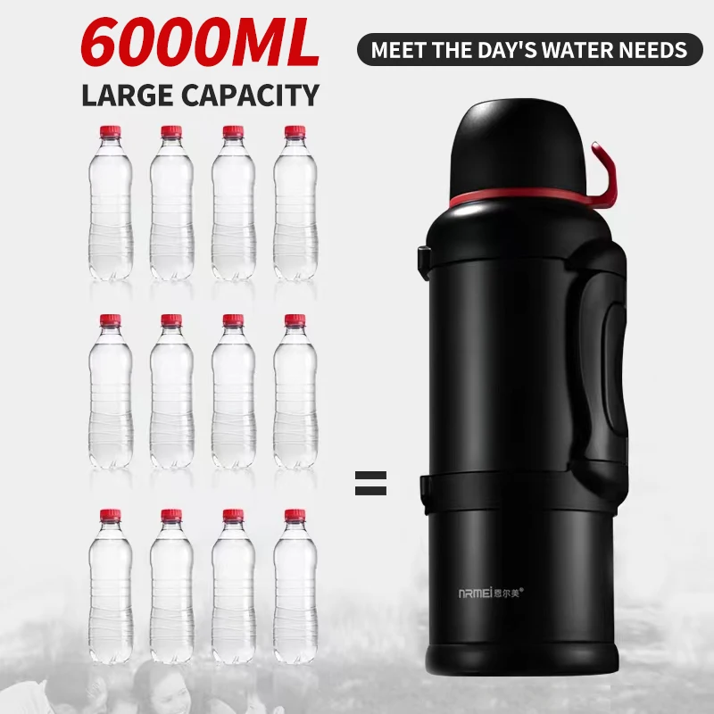 2/3L Large Capacity Thermos Stainless Steel Vacuum Flask Outdoor Portable  Car Coffee Insulated Water Bottle Rope Filter BPA Free - AliExpress