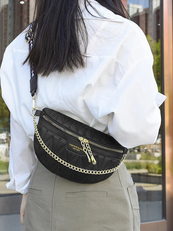 Fashionable Versatile Women's Crossbody Bag Ins Single Shoulder Bag Casual Leisure Chest Bag Soft PU Material Small Size