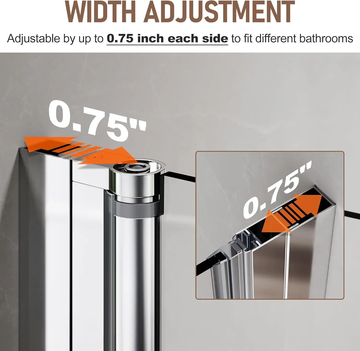 Pivot Shower Door Frameless Bi fold Shower Glass Door Clear Glass Hinged Shower Door Chrome Finish Hidden Seal Strip 3