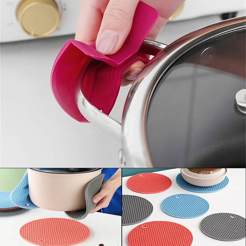 

Silicone Pan Handle Cover Heat Insulation Pad Pot Ear Clip Non-slip Steamer Casserole Pan Handle Holder Kitchen Cooking