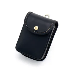 Vintage Genuine Leather Waist Bag and Card Holder - Mini Wallet and Key Organizer with Change Purse (Black)