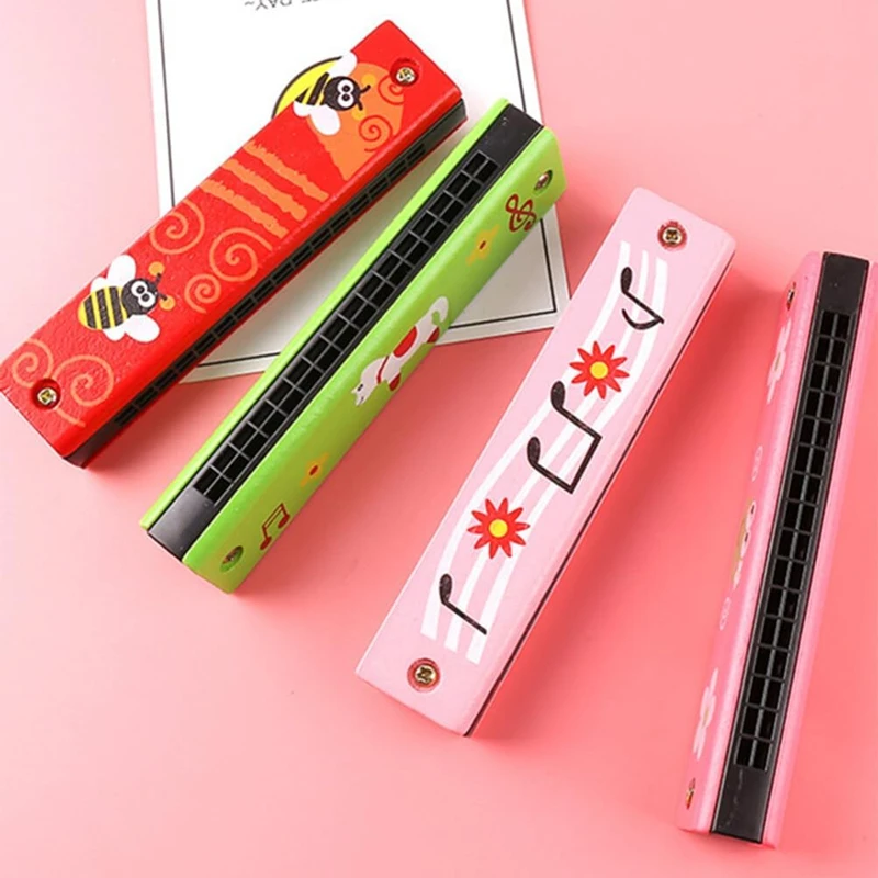 New 16 Holes Children Wooden Harmonica Musical Instrument Toys Music Teaching Aids Puzzle Early Education Kindergarten Beginners 6