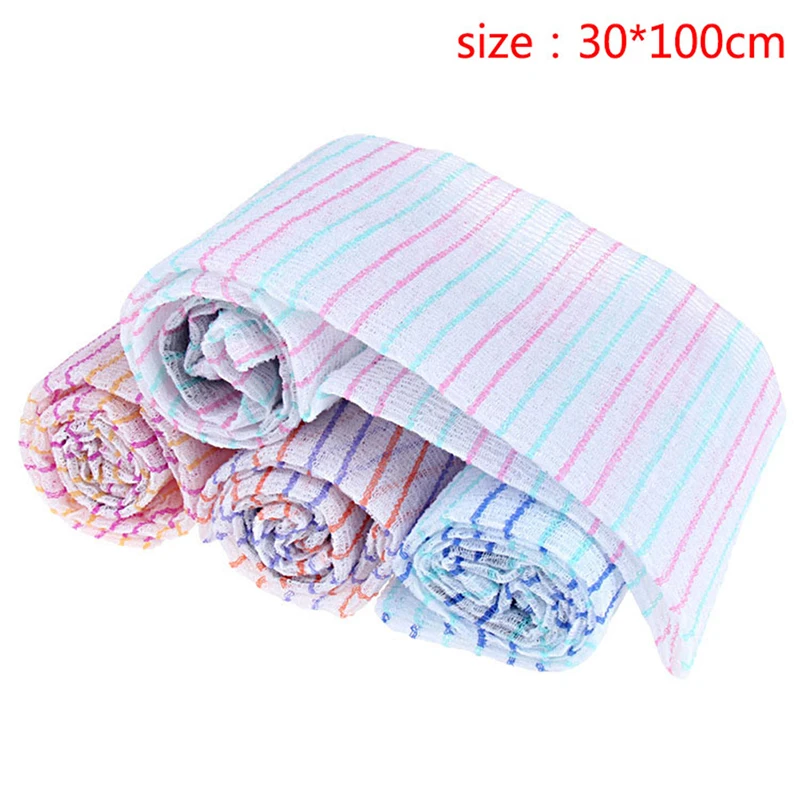 1 Pc Random Color Colourful Striped Nylon Bath Scrub Towel Roll Exfoliating Bathroom Product 6
