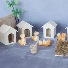 

Small Dollhouse Kennel Attractive Handmade Garden Scene Simulation Puppy Kennel Mini Kennel