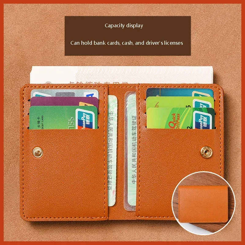 Premium Soft Leather Mini Wallet – Slim Foldable Card Case with Snap Closure