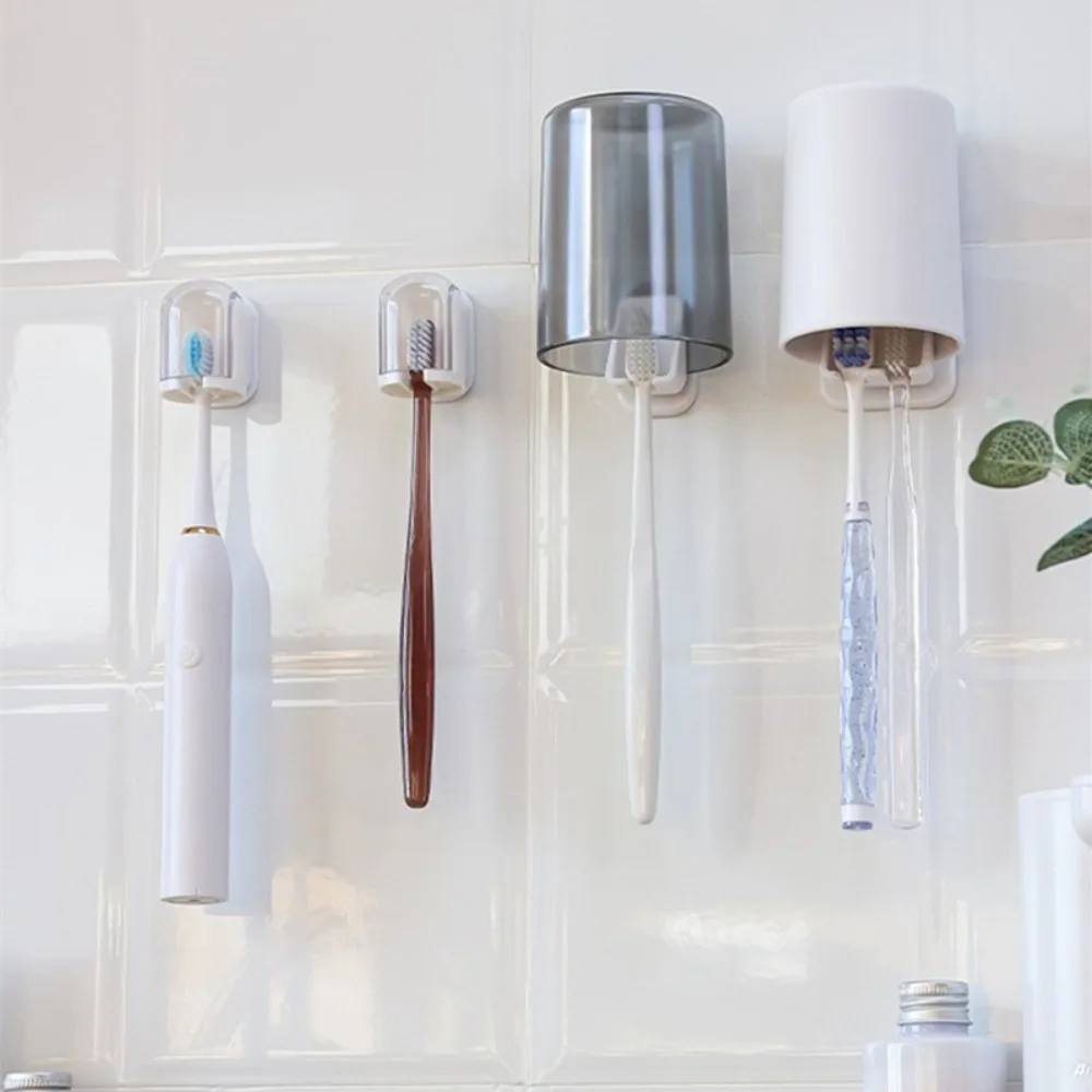 New Tool Convenient Toothbrush Holder Flip-top Pull-out Toothbrush Dustproof Cover Wall Mounted Punch Free Rack
