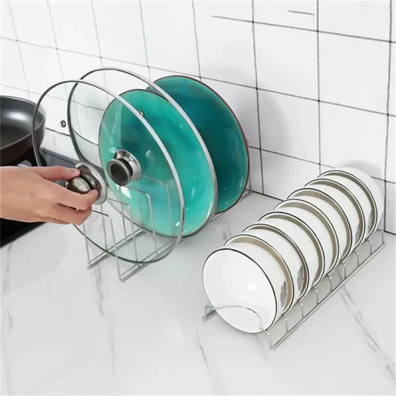 Kitchen Dish Drying Rack Plate Cups Stand Holder Food Container Lid  Organizer Adjustable Lid Storage Shelf Kitchen Cabinets Tray - AliExpress