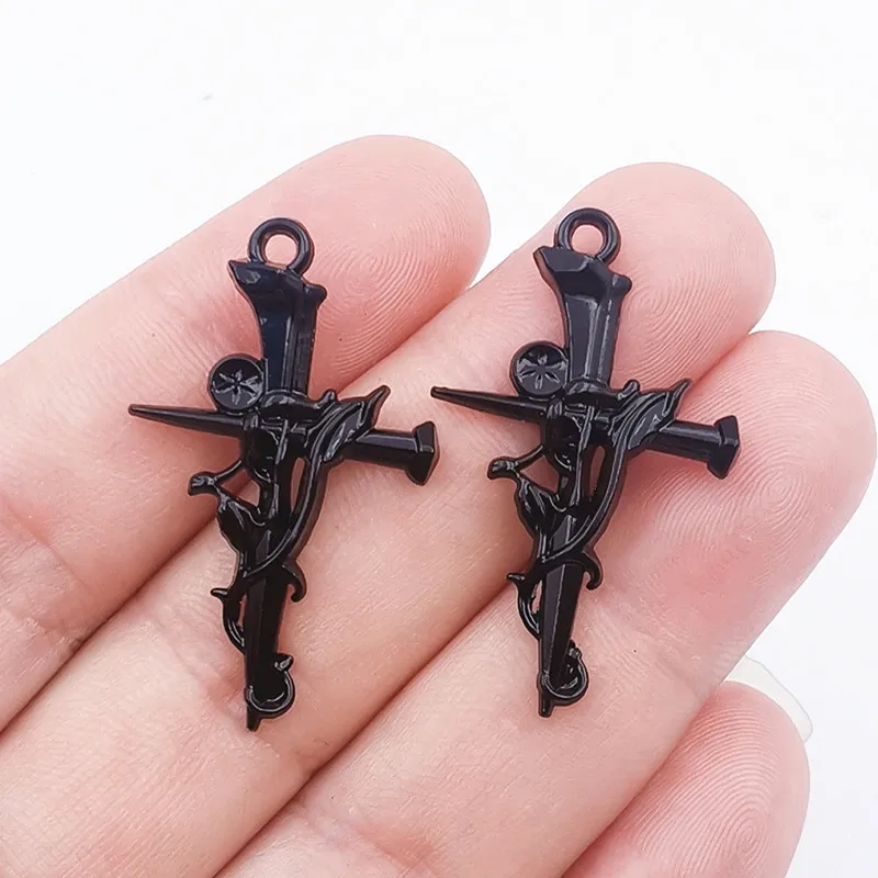 4pcs 54x39mm Zinc Alloy Inverted Crosses Charms Pendant ,Charms for Jewelry  Making DIY Handmade Craft, Cross